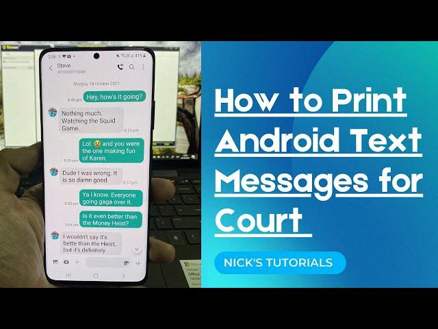 how to print text messages from android for court