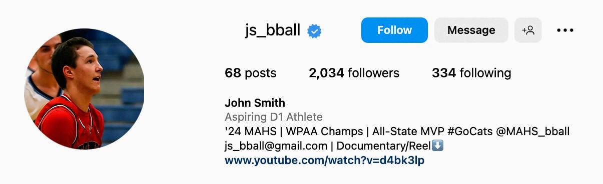 how to put athlete in your instagram bio