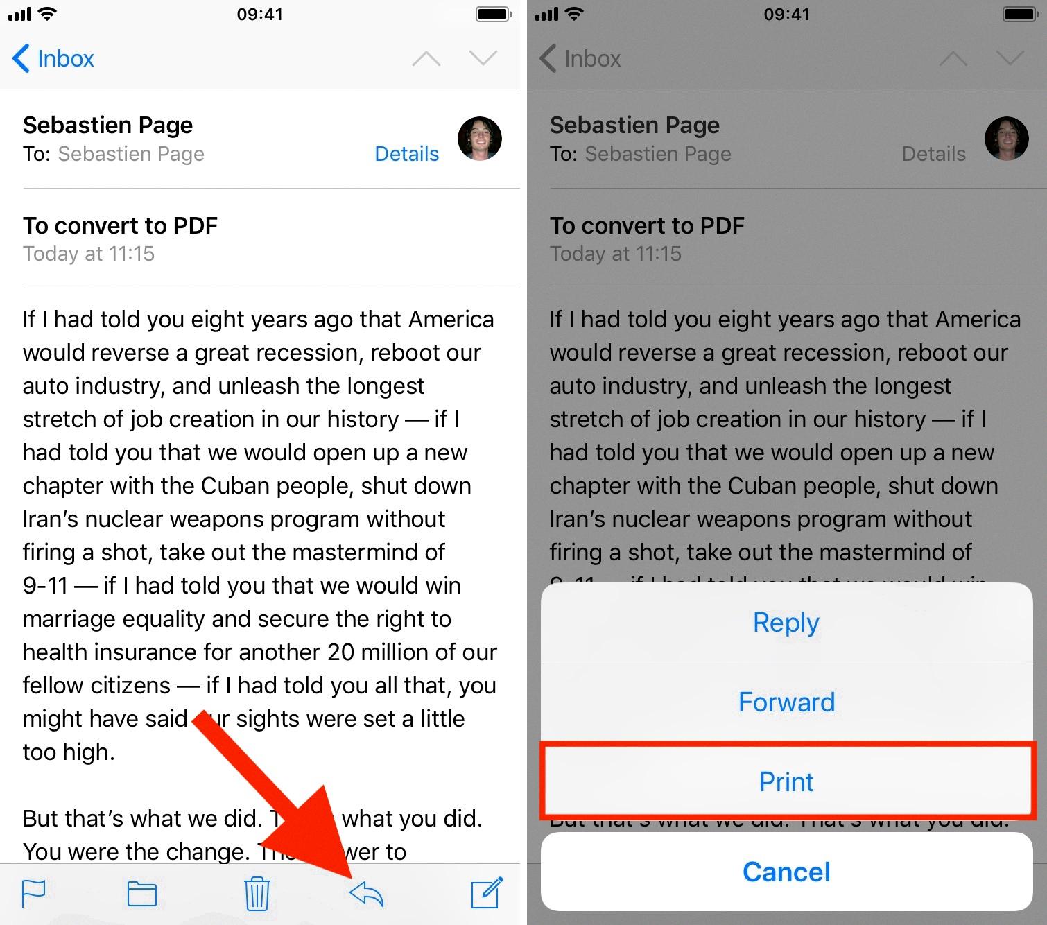 how to send pdf on iphone