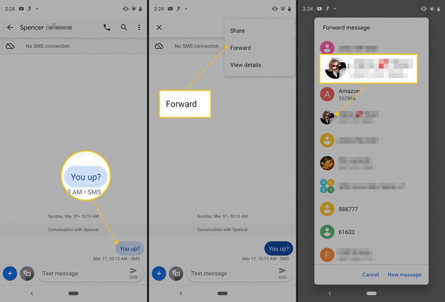 how to send text conversation to email android