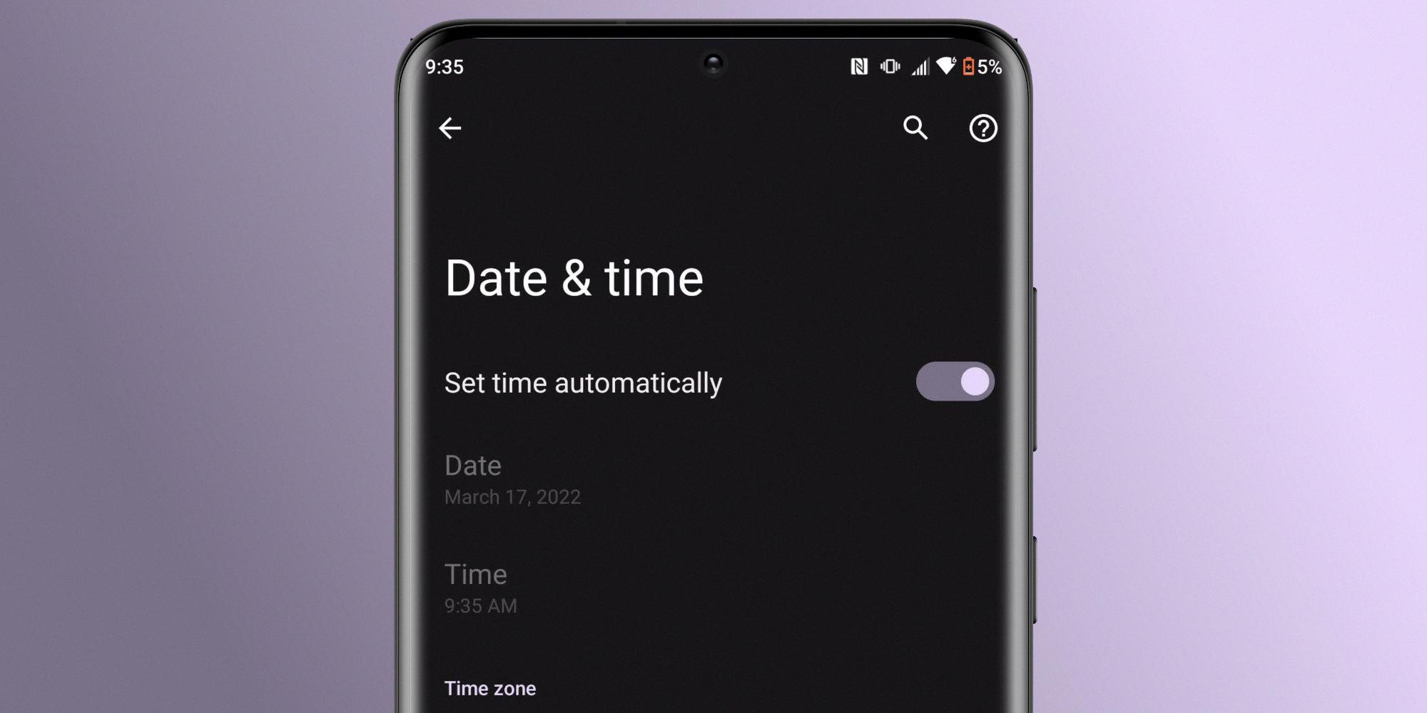 how to set time on android phone