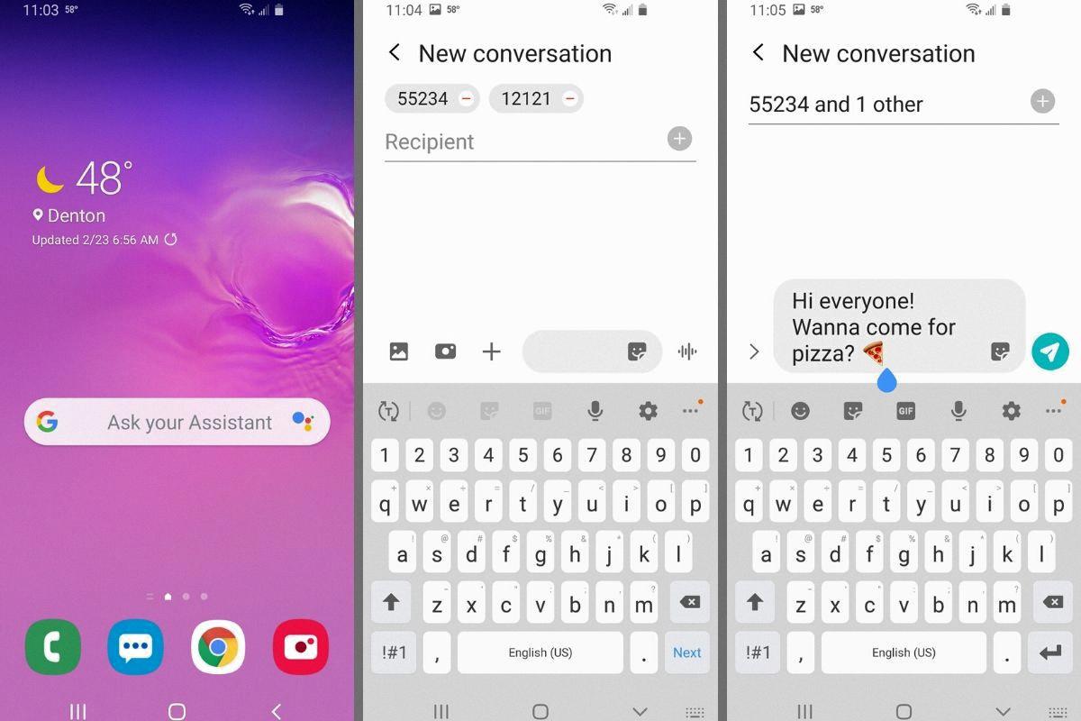 how to set up group text on android
