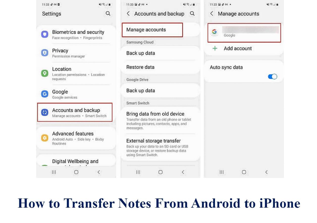 how to transfer notes from android to iphone