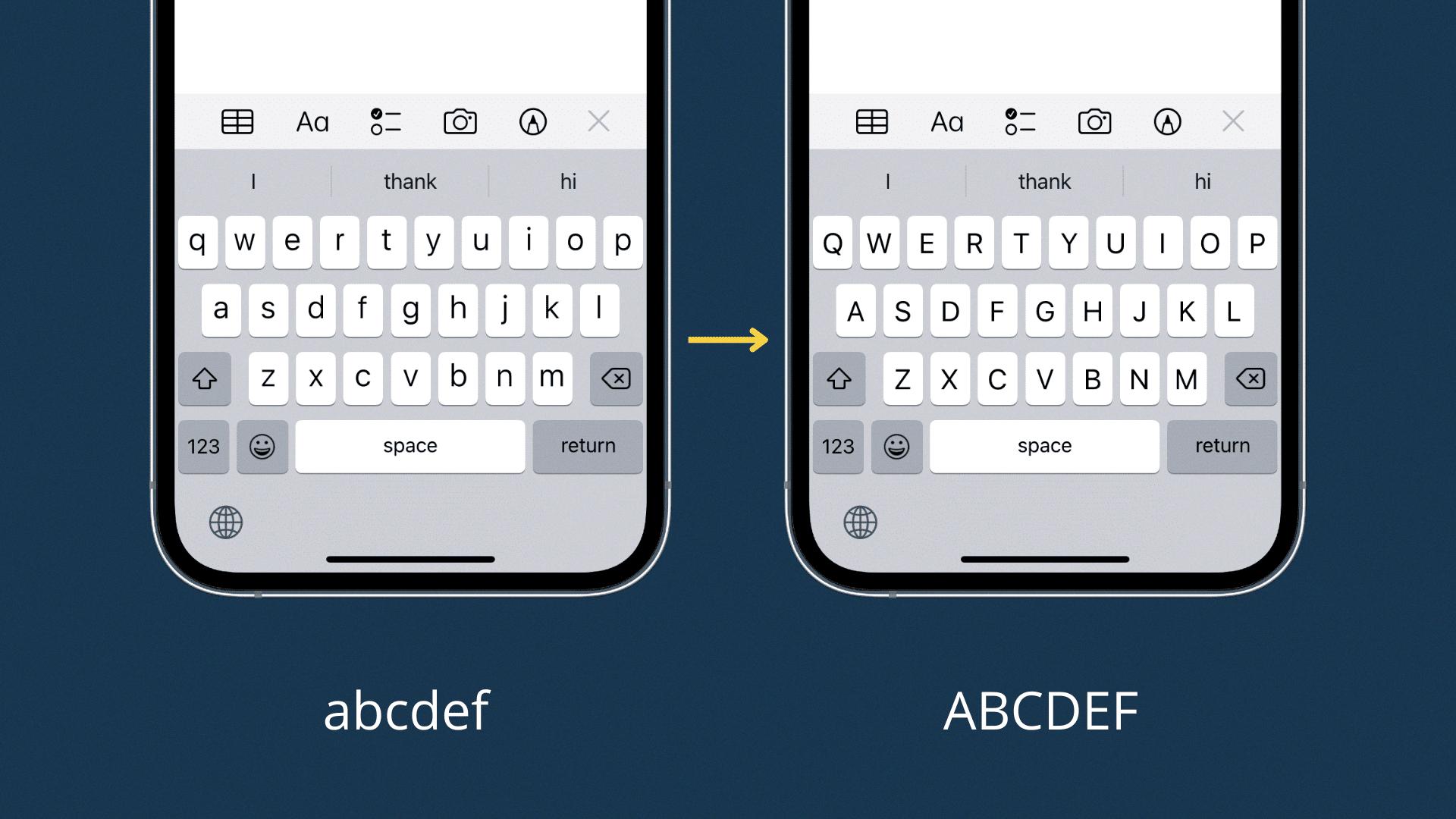 how to turn off capitals on iphone