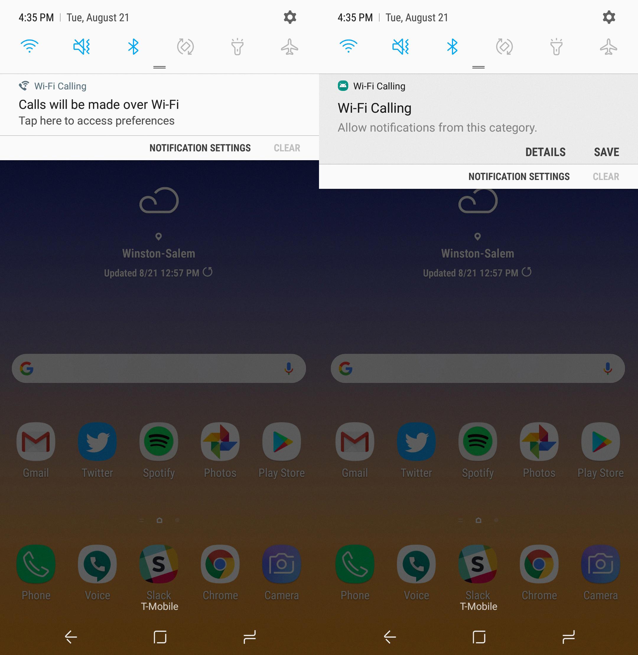remove wifi calling notification android