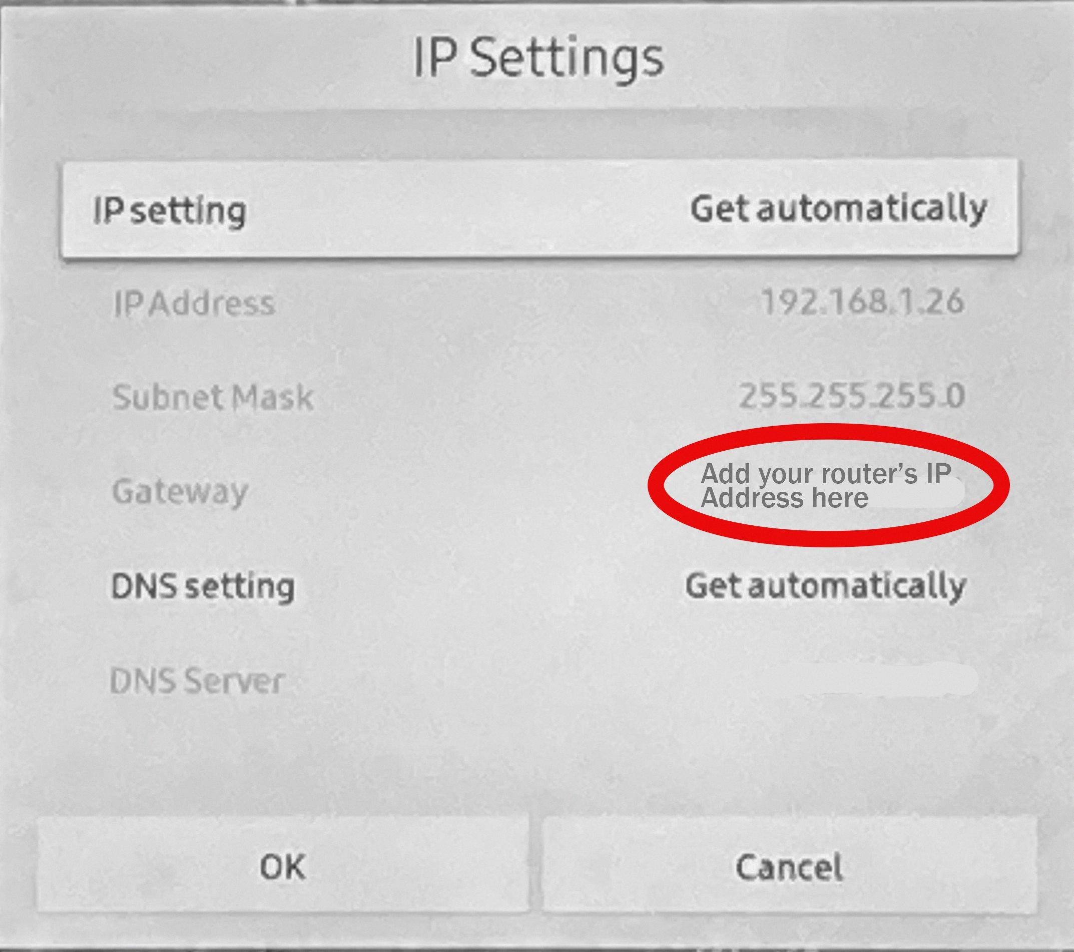 samsung tv ip address