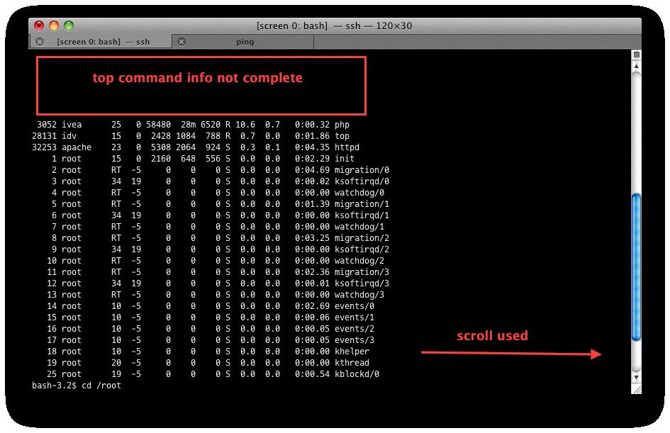 screen linux scroll up