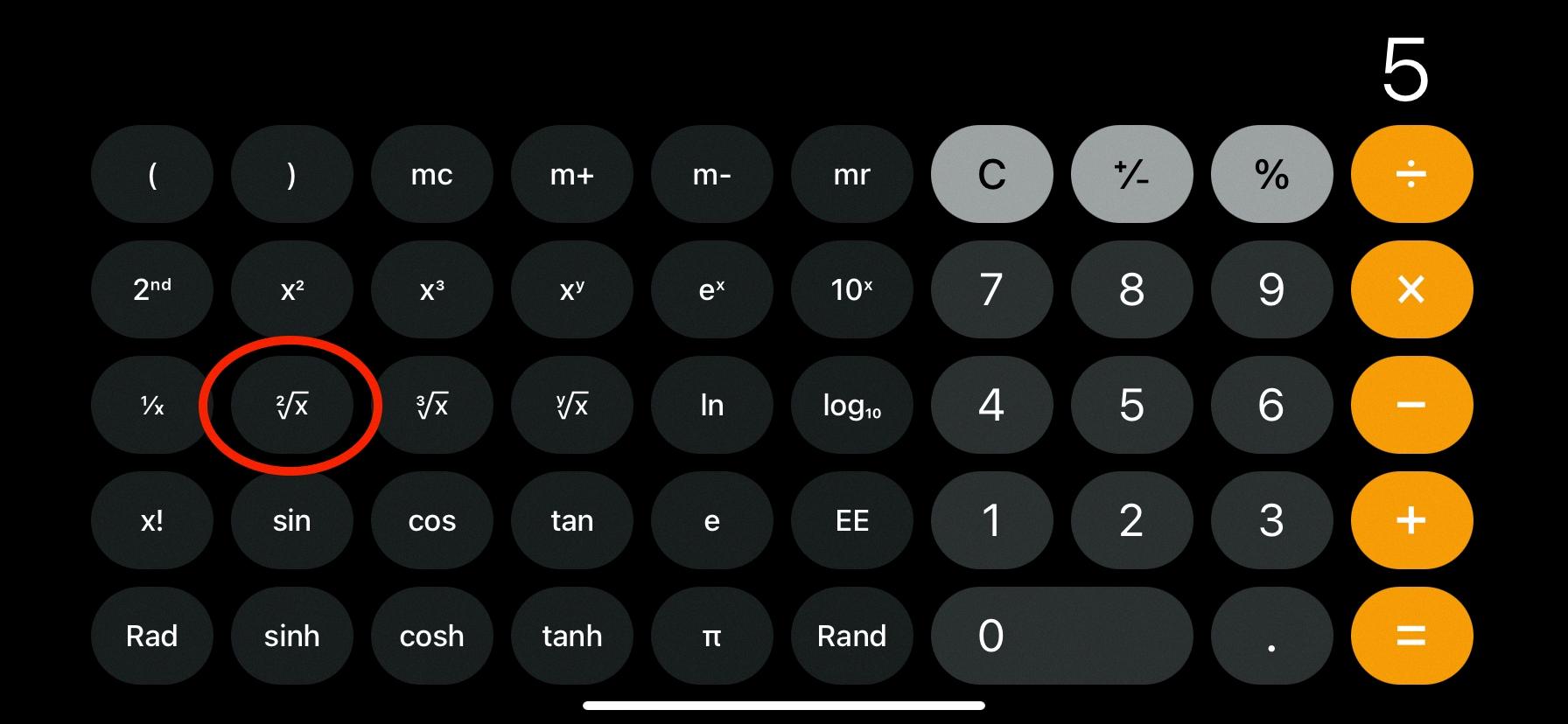 square root on iphone