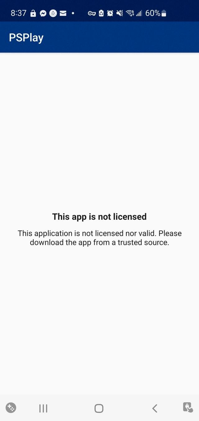 this app is not licensed