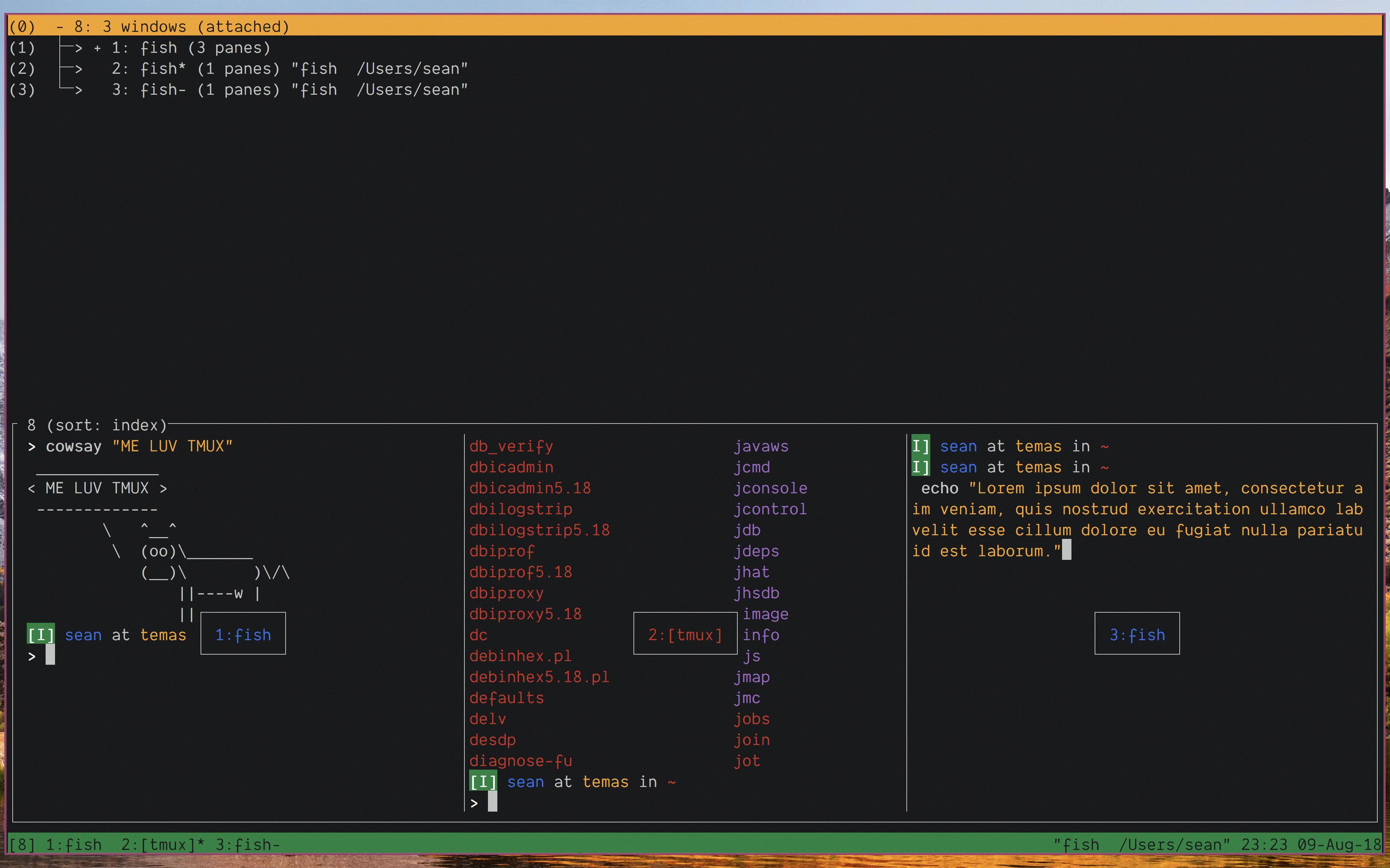 tmux windows