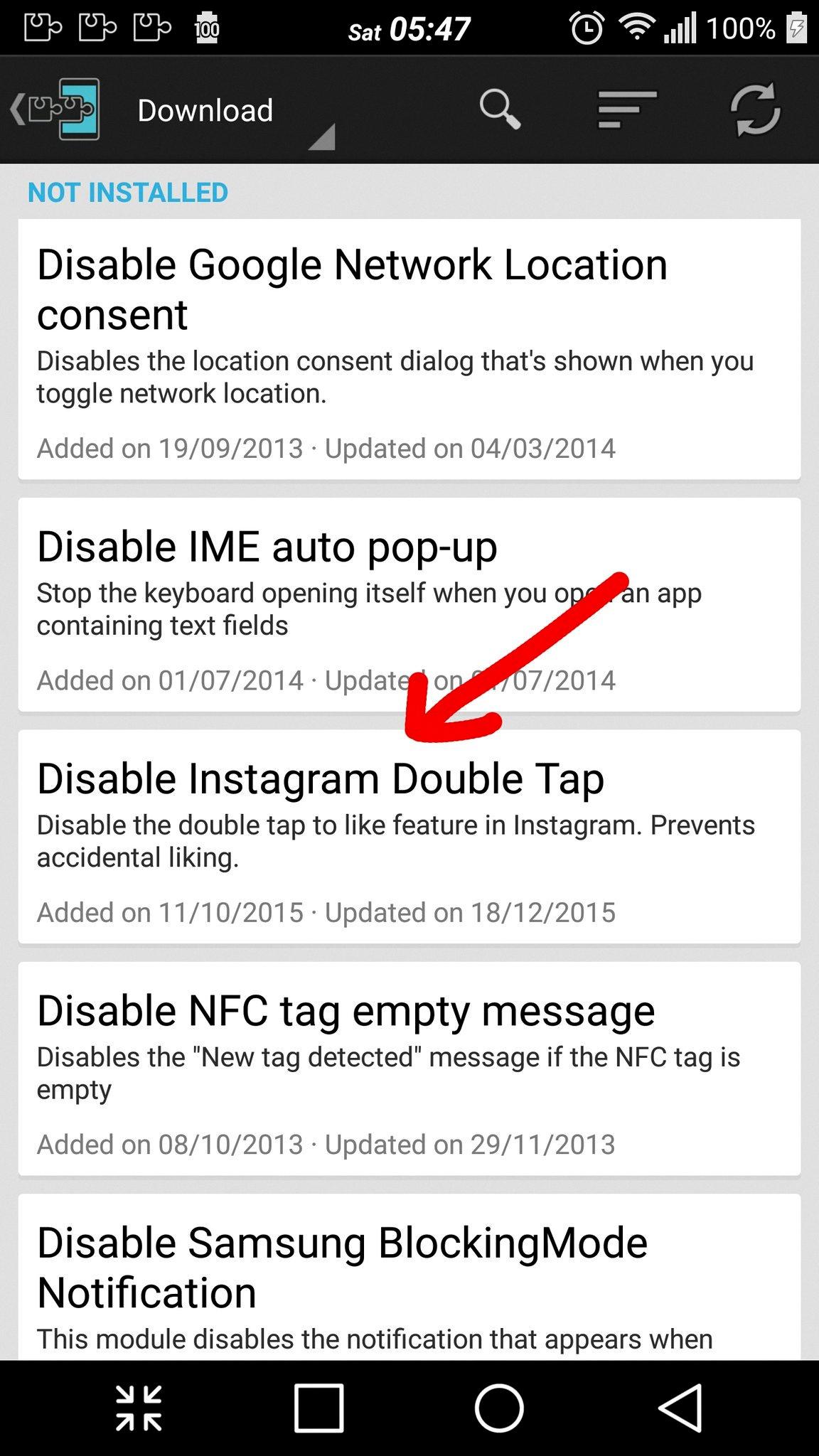 turn off double tap like instagram