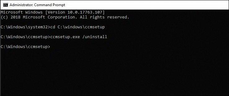 uninstall sccm client