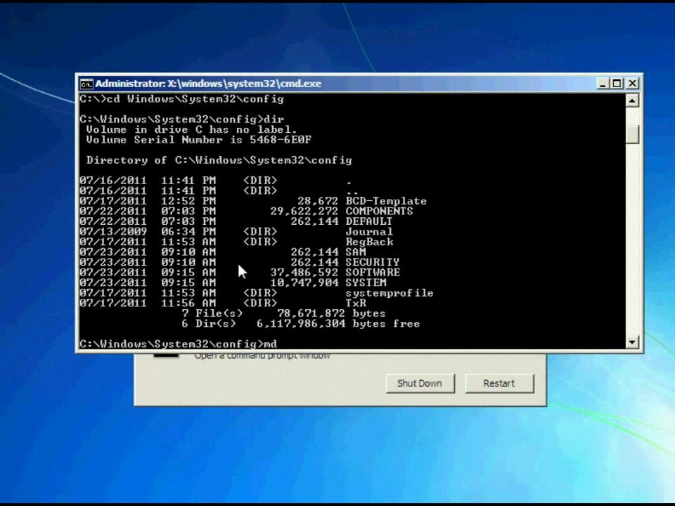 win7 command prompt repair