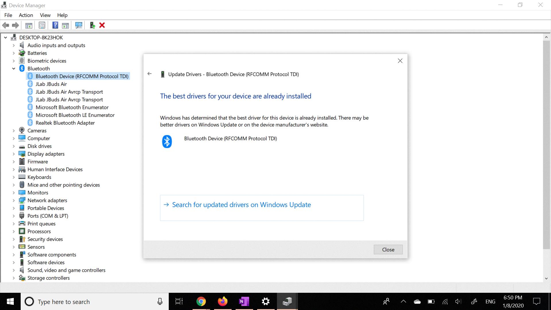windows 10 bluetooth disappeared