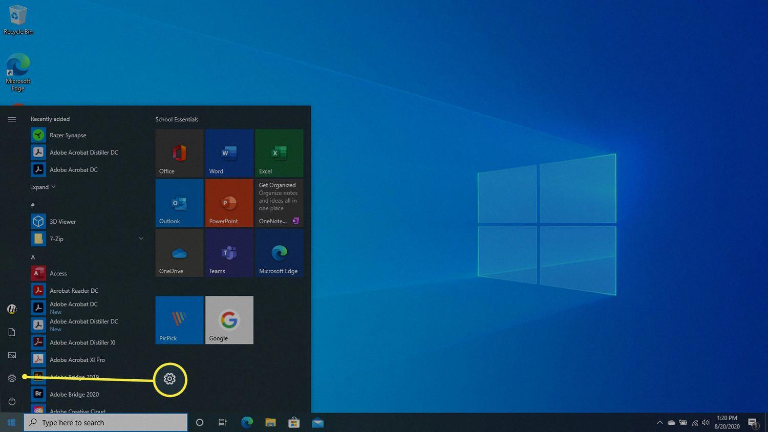 windows 10 change start menu